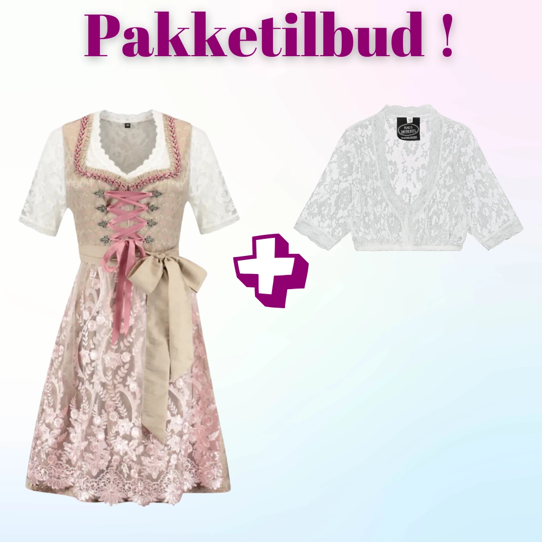 Tilbudspakke! Luksus Autentisk Tyrolerkjole med blondebluse